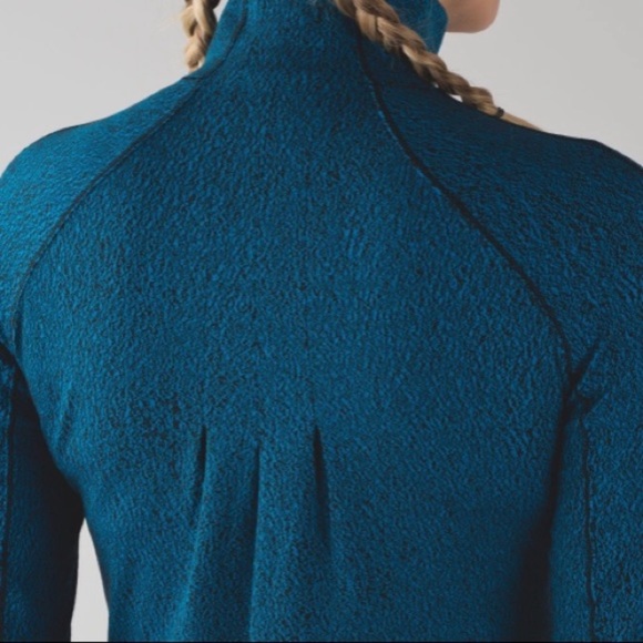 Lululemon Rush Hour aqua blue black print half-zip top Luon Spray Jacquard EUC - Picture 4 of 16